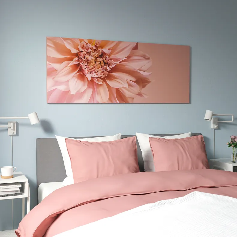 IKEA BJÖRKSTA БЬЙОРКСТА, картина з рамкою, квіти в рожевому/сріблястому кольорі, 140x56 см 495.616.26 фото №3