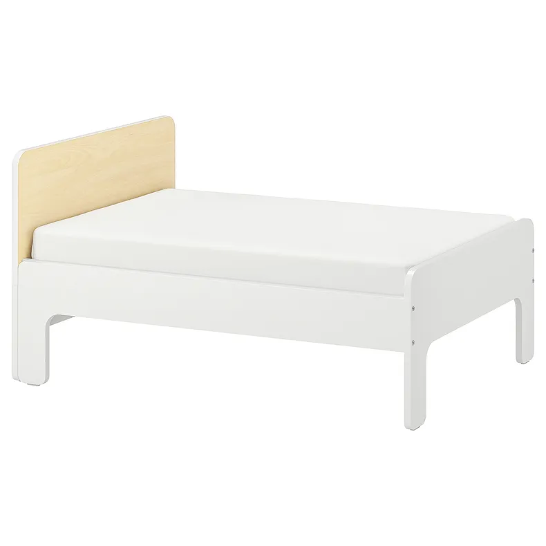 IKEA SLÄKT СЛЕКТ, каркас ліжка з рейковою основою, білий/береза, 80x200 см 693.266.09 фото №1
