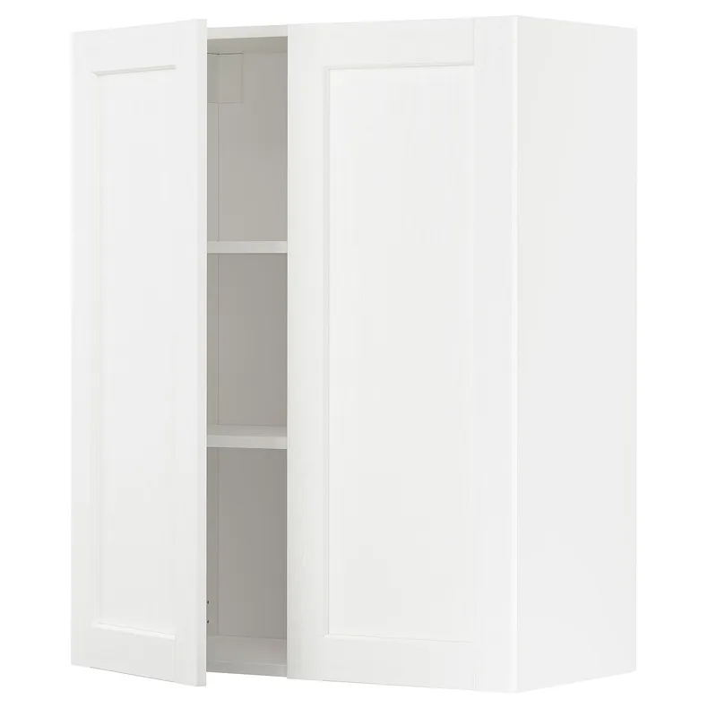 IKEA METOD МЕТОД, навісна шафа з полицями / 2 дверцят, білий Енкопінг / білий імітація дерева, 80x100 см 294.734.66 фото №1