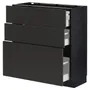 IKEA METOD МЕТОД / MAXIMERA МАКСИМЕРА, напольный шкаф с 3 ящиками, черный / никебо матовый антрацит, 80x37 см 994.977.94 фото