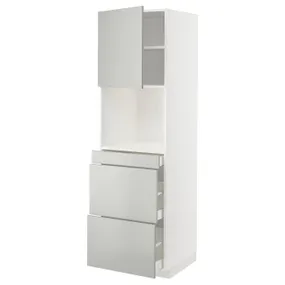 IKEA METOD МЕТОД / MAXIMERA МАКСИМЕРА, высокий шкаф д / СВЧ / дверца / 3ящика, белый / светло-серый, 60x60x200 см 395.389.38 фото
