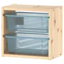 IKEA TROFAST ТРУФАСТ, настенный модуль для хранения, Светлая сосна, окрашенная в белый / серо-голубой цвет, 32x21x30 см 495.255.96 фото