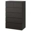 IKEA MALM МАЛЬМ, комод с 6 ящиками, черный и коричневый, 80x123 см 704.036.06 фото thumb №1