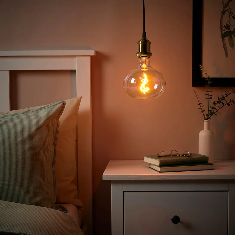 IKEA JÄLLBY ЭЛЛЬБИ / MOLNART МОЛНАРТ, подвесной светильник с лампочкой, Латунь / эллипс разноцветный 294.913.71 фото №2