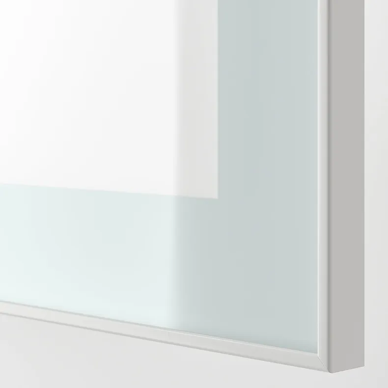 IKEA BESTÅ БЕСТО, стеллаж со стеклянн дверьми, имитация дуба, окрашенного в белый цвет Стекловик / белый / светло-зеленый матовое стекло, 120x42x38 см 894.904.77 фото №3