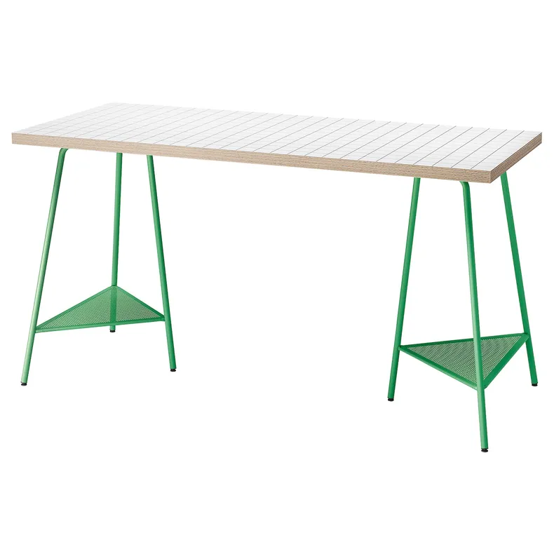 IKEA LAGKAPTEN ЛАГКАПТЕН / TILLSLAG ТИЛЛЬСЛАГ, письменный стол, белый антрацит / зеленый, 140x60 см 895.084.44 фото №1