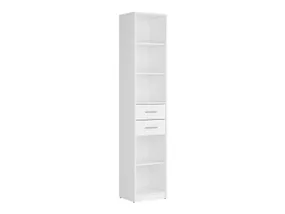 BRW книжкова шафа Nepo Plus 40 см з 2 шухлядами та 5 полицями біла, білий REG2S/40-BI фото