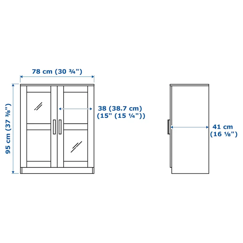 IKEA BRIMNES БРИМНЭС, шкаф с дверями, стекло / белый, 78x95 см 503.006.66 фото №6