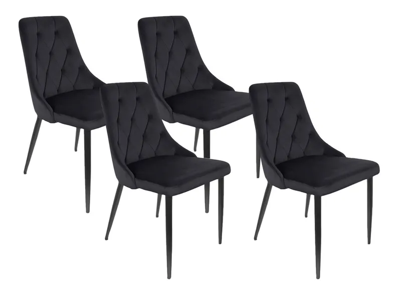 BRW Комплект стульев бархатных 4 шт BRW ALVAR Velvet, черный DUBLIN_BLACK_50 фото №1