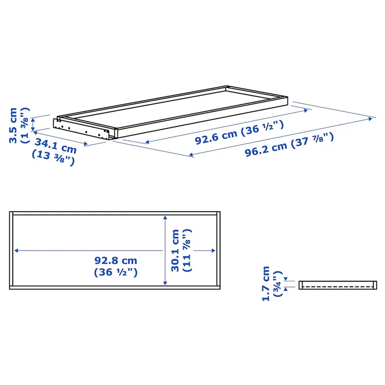 IKEA KOMPLEMENT КОМПЛИМЕНТ, выдвижная полка, тёмно-серый, 100x35 см 705.094.86 фото №3