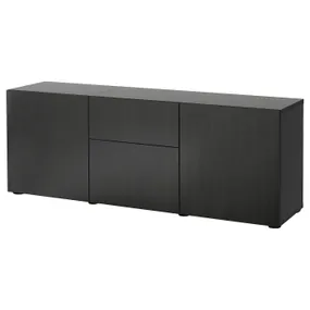 IKEA BESTÅ БЕСТО, комбинация для хранения с ящиками, черный / коричневый / Лапвикен черный / коричневый, 180x42x65 см 893.251.66 фото