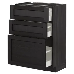 IKEA METOD МЕТОД / MAXIMERA МАКСИМЕРА, напольный шкаф с 3 ящиками, черный / Лерхиттан с черными пятнами, 60x37 см 792.600.47 фото