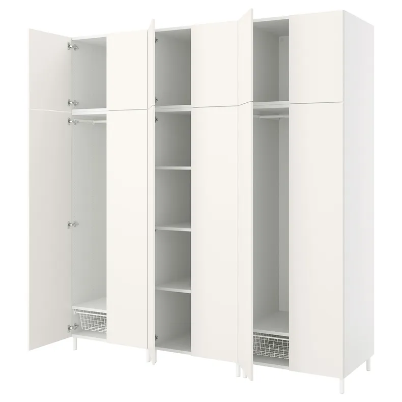 IKEA PLATSA ПЛАТСА, гардероб, 12 дверцят, білий / ФОННЕС білий, 240x57x251 см 394.249.51 фото №1
