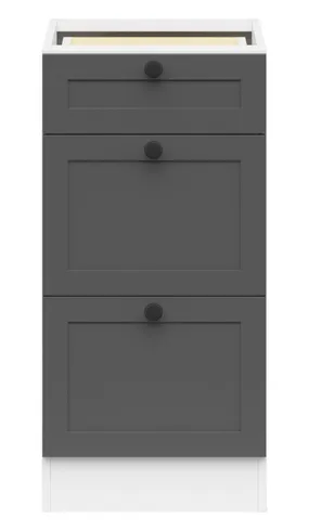BRW Кухонный базовый шкаф Junona Line 40 см с выдвижными ящиками графит, белый/графит D3S/40/82_BBL-BI/GF фото