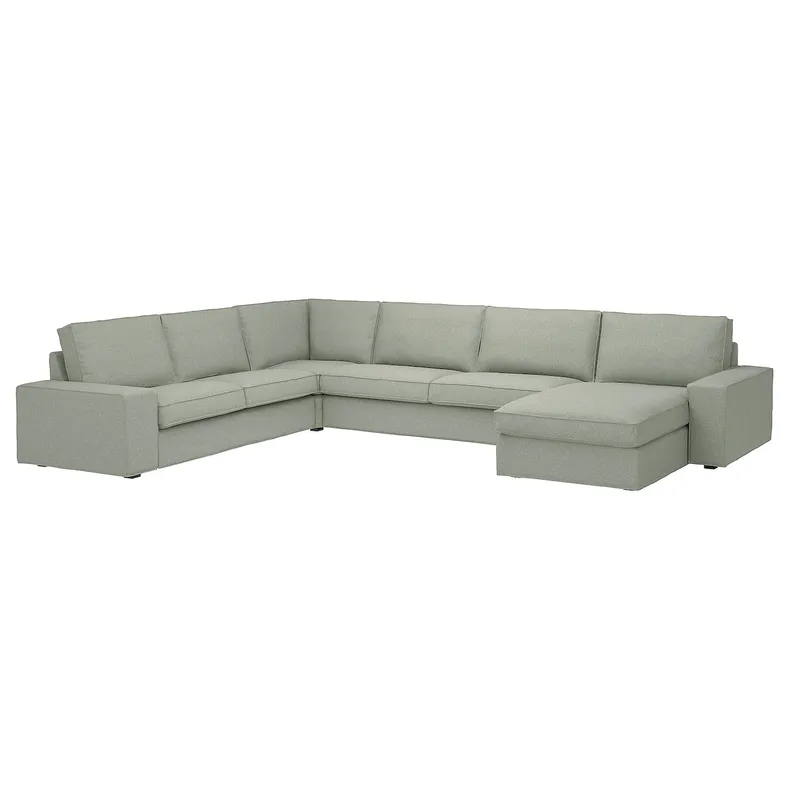 IKEA KIVIK КІВІК, кутовий 6-місний диван з кушеткою, Гарматний світло-зелений 594.847.03 фото №1