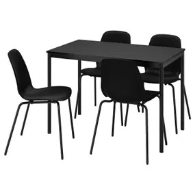 IKEA SANDSBERG САНДСБЕРГ / LIDÅS ЛИДОС, стол и 4 стула, черный / черный / черный, 110x67 см 095.090.51 фото