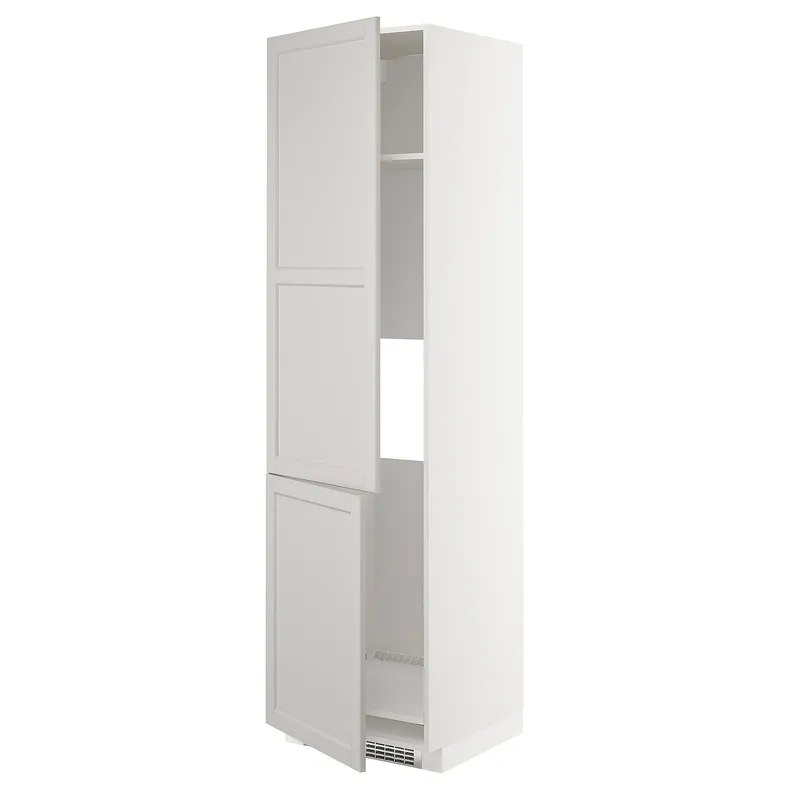 IKEA METOD МЕТОД, вис шафа д / холод / мороз кам, 2 двер, білий / світло-сірий Lerhyttan, 60x60x220 см 692.742.00 фото №1