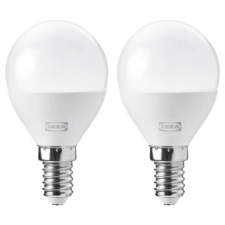 IKEA SOLHETTA СОЛЬХЕТТА, LED лампа E14 806 лм, може бути потемнілим / опалово-біла куля, 45 мм 905.493.30 фото №1