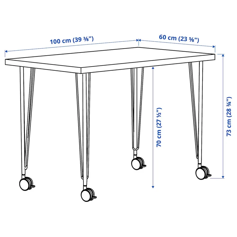 IKEA LINNMON ЛІННМОН / KRILLE КРІЛЛЕ, письмовий стіл, чорно-коричневий/чорний, 100x60 см 895.096.98 фото №2