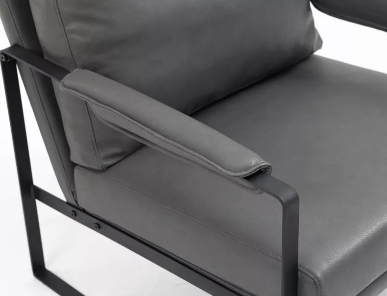 Кресло мягкое с металлическим каркасом SIGNAL FOCUS Buffalo, экокожа: серый фото №9