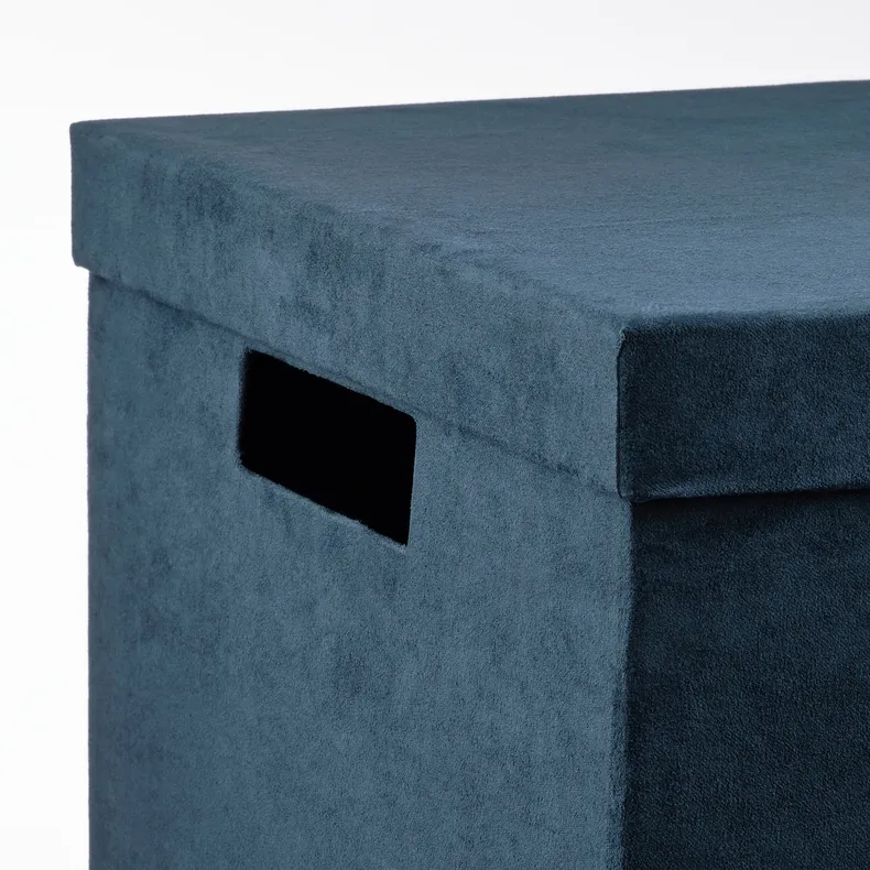 IKEA GJÄTTA ГЙЕТТА, коробка для зберігання з кришкою, темно-синій оксамит, 25x35x20 см 305.704.47 фото №2