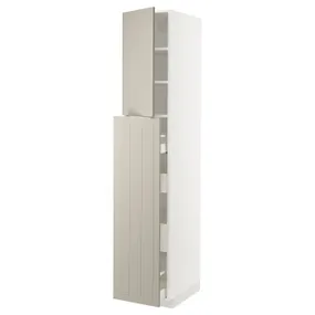 IKEA METOD МЕТОД / MAXIMERA МАКСИМЕРА, высокий шкаф / выдв секц / 4ящ / 1дв / 2плк, белый / Стенсунд бежевый, 40x60x220 см 794.624.94 фото