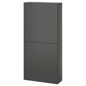 IKEA BESTÅ БЕСТО, навесной шкаф с 2 дверями, Темно-серый / Лапвикен темно-серый, 60x22x128 см 695.081.24 фото