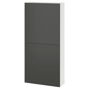 IKEA BESTÅ БЕСТО, шафа навісна із 2 дверцятами, білий/ЛАППВІКЕН темно-сірий, 60x22x128 см 995.755.03 фото