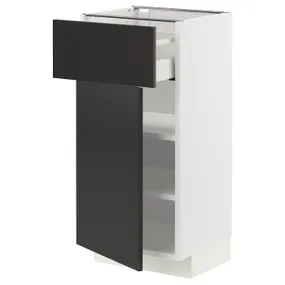 IKEA METOD МЕТОД / MAXIMERA МАКСИМЕРА, напольный шкаф с ящиком / дверцей, белый / Никебо матовый антрацит, 40x37 см 794.987.99 фото