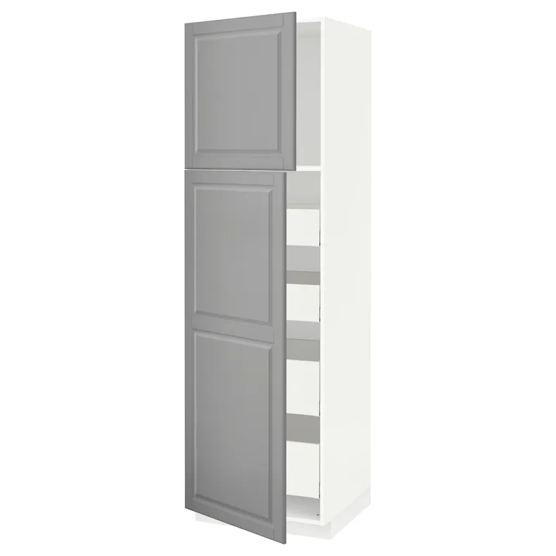 IKEA METOD МЕТОД / MAXIMERA МАКСІМЕРА, висока шафа, 2 дверцят / 4 шухляди, білий / сірий Бодбін, 60x60x200 см 194.659.14 фото №1