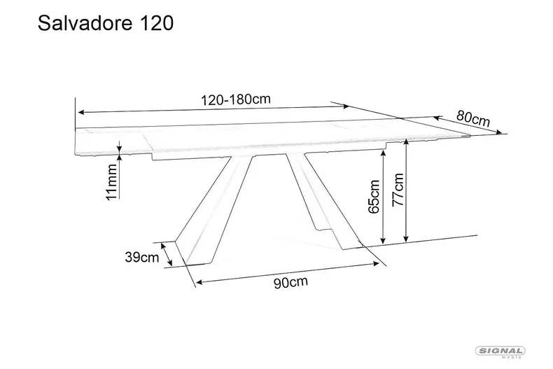 Стіл обідній SIGNAL SALVADORE, чорний мат, 90x160 фото №3
