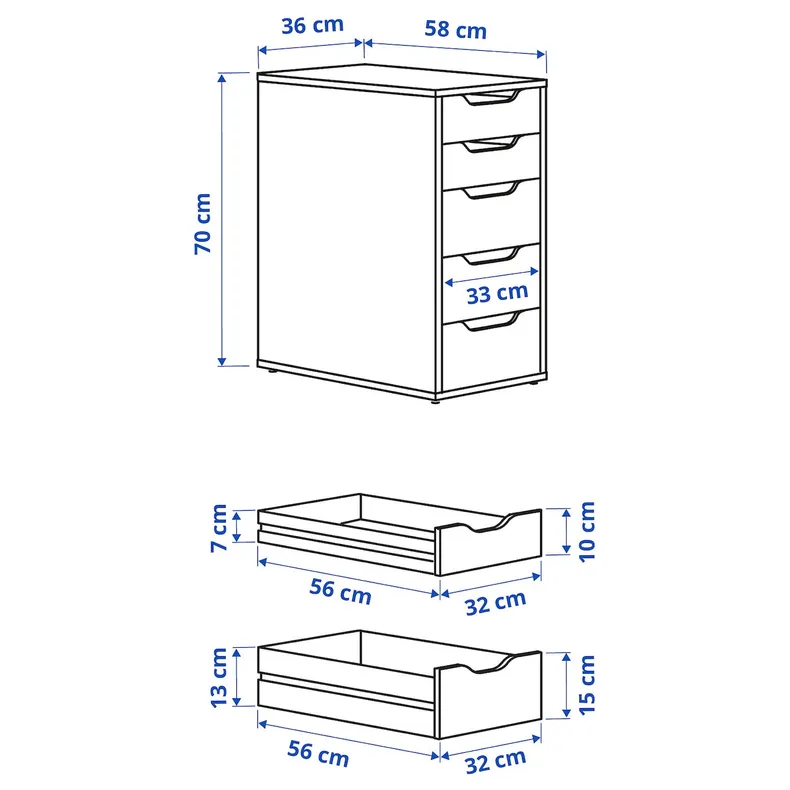 IKEA ALEX АЛЕКС, тумба с ящиками, серо-бирюзовый, 36x70 см 304.837.99 фото №6