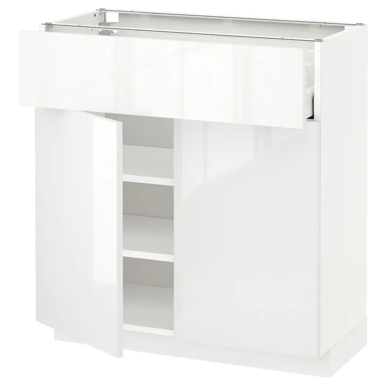 IKEA METOD МЕТОД / MAXIMERA МАКСИМЕРА, напольный шкаф с ящиком / 2дверцами, белый / Рингхульт белый, 80x37 см 994.634.64 фото №1