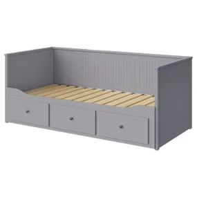 IKEA HEMNES ХЕМНЭС, каркас кровати-кушетки с 3 ящиками, серый, 80x200 см 603.722.76 фото