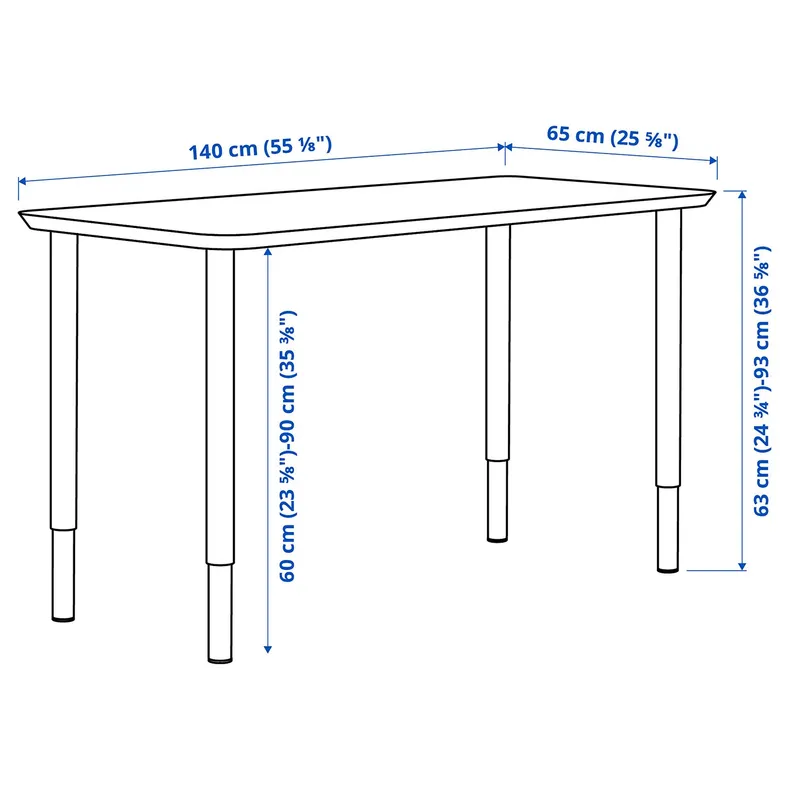 IKEA ANFALLARE АНФАЛЛАРЕ / OLOV ОЛОВ, письменный стол, бамбук / белый, 140x65 см 194.177.01 фото №5