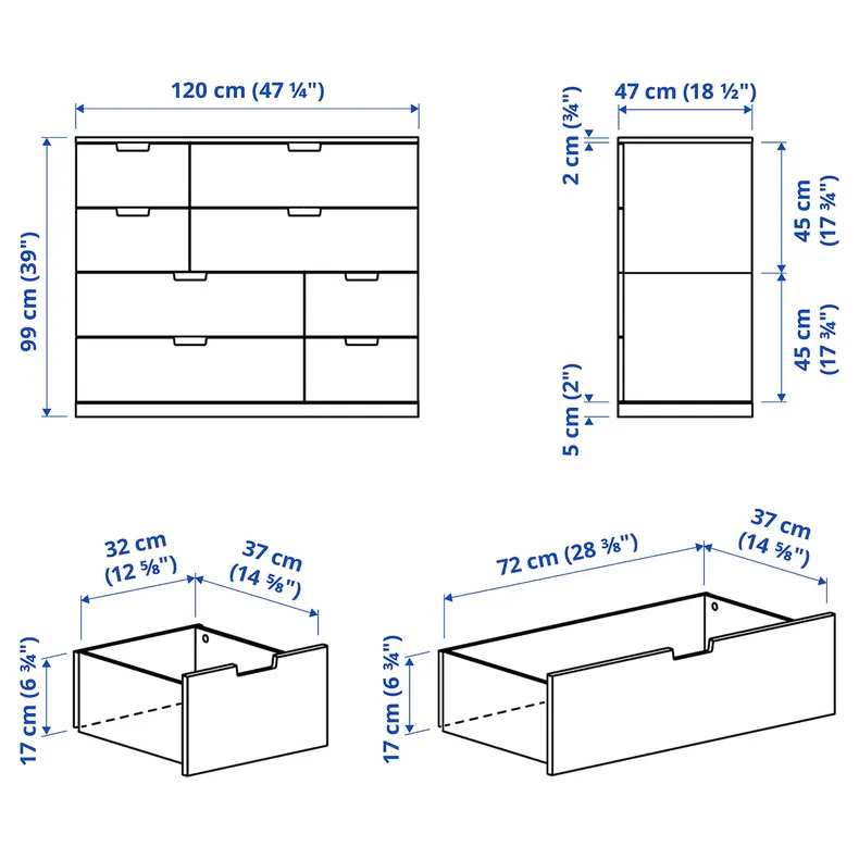 IKEA NORDLI НОРДЛИ, комод с 8 ящиками, белый, 120x99 см 792.395.03 фото №5