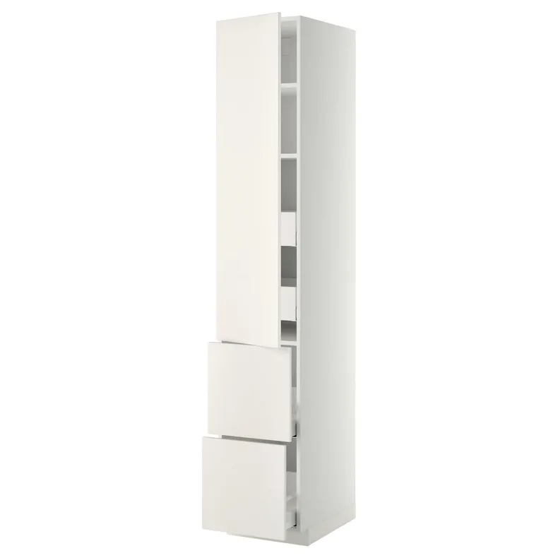 IKEA METOD МЕТОД / MAXIMERA МАКСИМЕРА, высокий шкаф+полки / 4ящ / двр / 2фасада, белый / белый, 40x60x220 см 293.646.98 фото №1