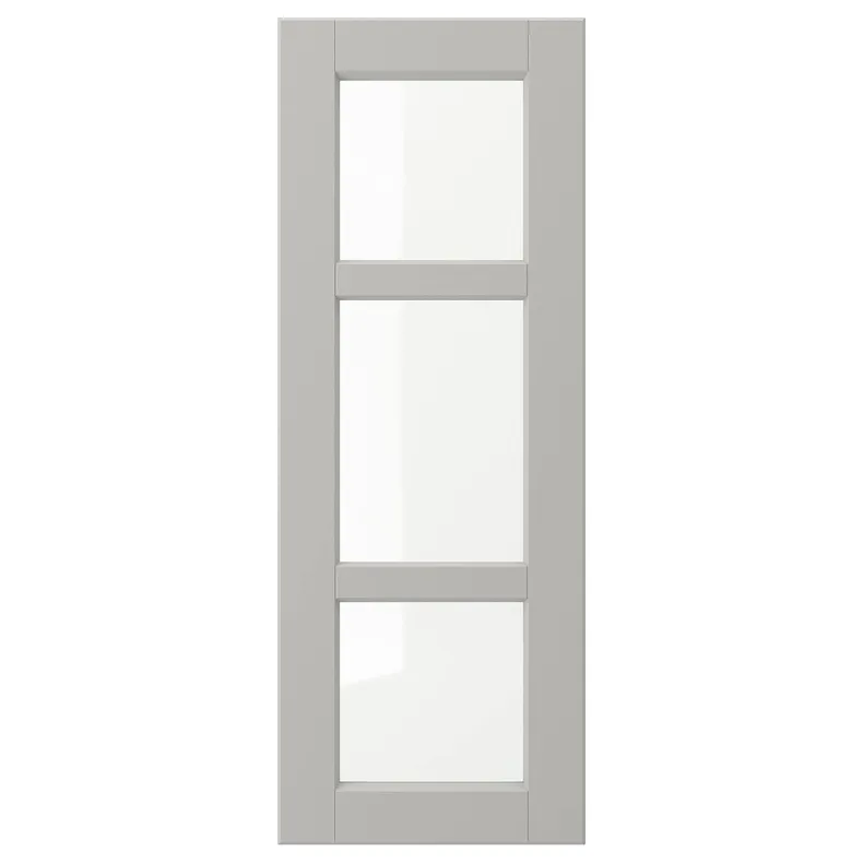 IKEA LERHYTTAN ЛЕРХЮТТАН, скляні дверцята, світло-сірий, 30x80 см 004.615.10 фото №1