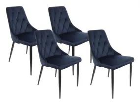 BRW Комплект стільців оксамитових 4 шт BRW ALVAR Velvet, темно-синій DUBLIN_NAVY_BLUE_55 фото