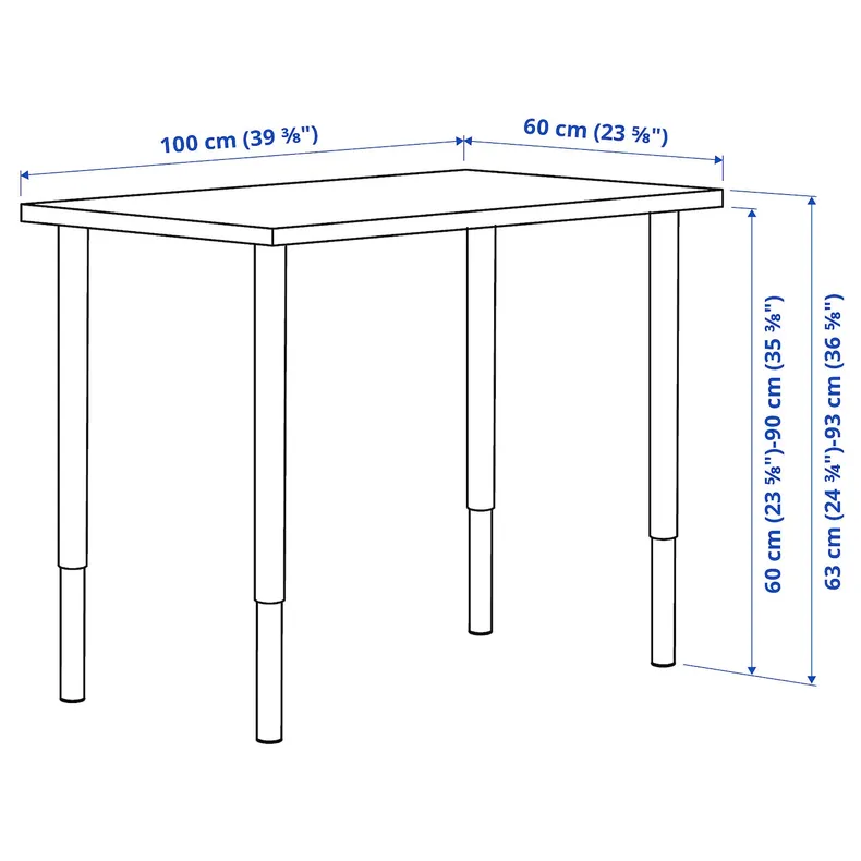 IKEA LINNMON ЛІННМОН / OLOV ОЛОВ, письмовий стіл, під білений дуб/чорний, 100x60 см 194.163.58 фото №5