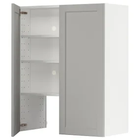 IKEA METOD МЕТОД, настінн шаф д / витяжки з полиц / дверц, білий / світло-сірий Lerhyttan, 80x100 см 595.042.87 фото