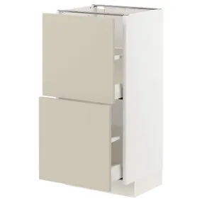 IKEA METOD МЕТОД / MAXIMERA МАКСИМЕРА, напольный шкаф с 2 ящиками, белый / гавсторпский бежевый, 40x37 см 694.267.22 фото