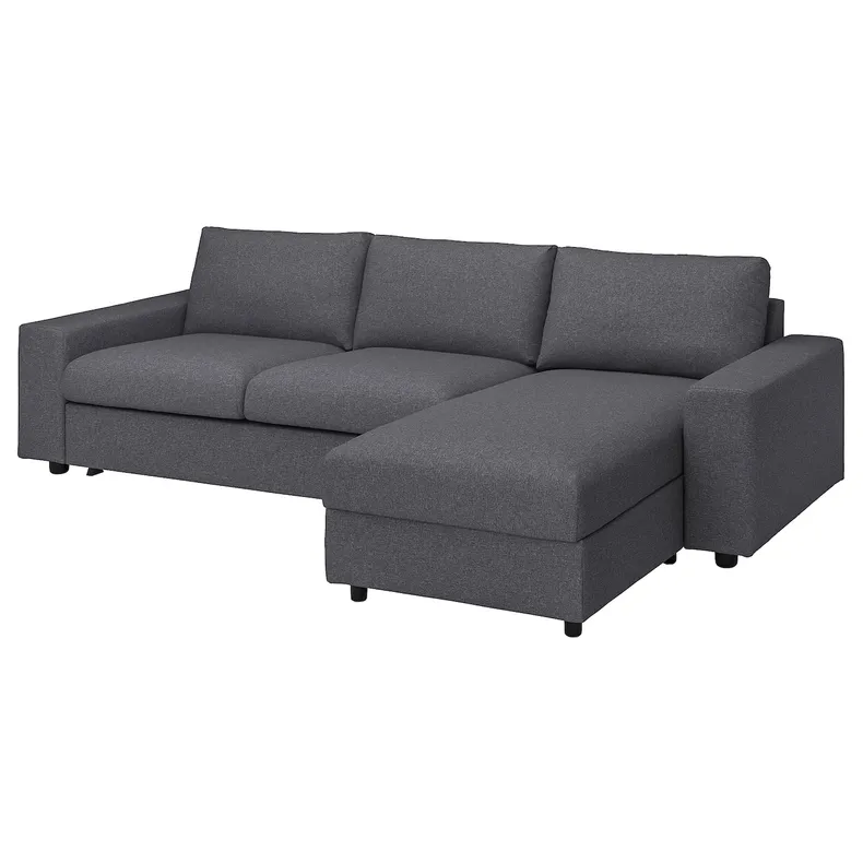 IKEA VIMLE ВІМЛЕ, 3-місний диван із кушеткою, з широкими підлокітниками Gunnared / середньо-сірий 695.452.87 фото №2