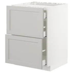 IKEA METOD МЕТОД / MAXIMERA МАКСИМЕРА, напольн шкаф / 2 фронт пнл / 3 ящика, белый / светло-серый, 60x60 см 692.743.99 фото