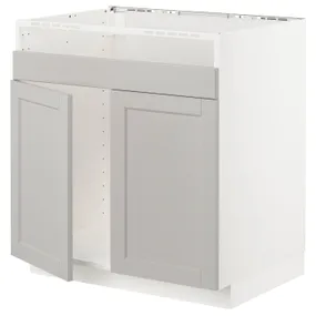 IKEA METOD МЕТОД, підлогова шафа для HAV ХАВ подв мий, білий / світло-сірий Lerhyttan, 80x60 см 494.548.05 фото