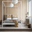IKEA VITARNA ВИТАРНА, каркас кровати с 4-х стойками, белая древесина Luröy/Skådis, 140x200 см 595.563.37 фото thumb №4