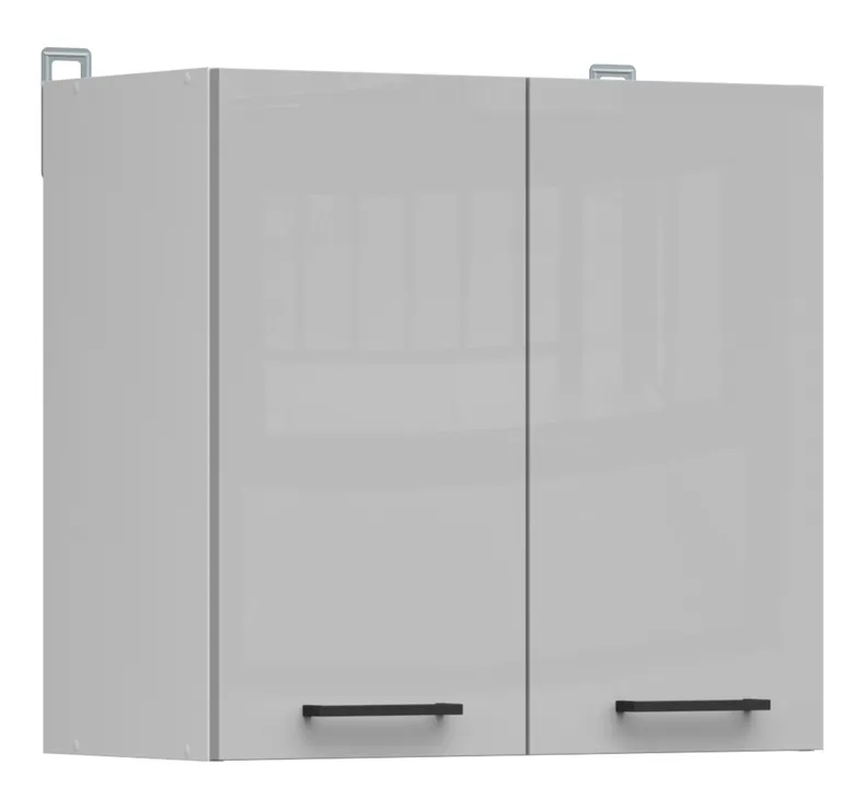 BRW Кухонный верхний шкаф Junona Line 80 см двухдверный светло-серый глянец, белый G2D/80/57-BI/JSZP фото №2