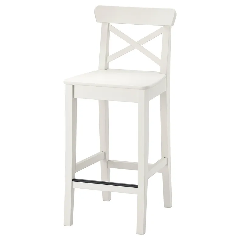 IKEA INGOLF ІНГОЛЬФ, барний стілець зі спинкою, білий, 63 см 101.226.47 фото №1