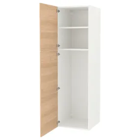 IKEA ENHET ЭНХЕТ, высокий шкаф с 2 дверцами, белый/имит. дуб, 60x62x210 см 394.354.74 фото