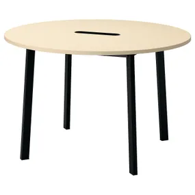 IKEA MITTZON МІТТЗОН, стіл для конференцій, круглий okl береза/чорний, 120x75 см 395.304.28 фото